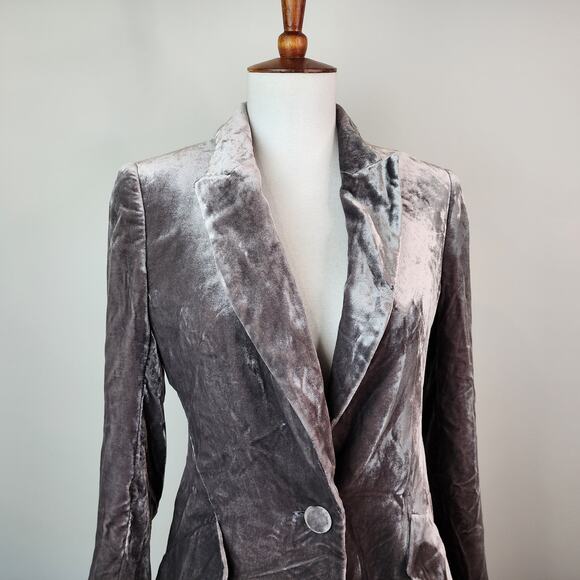 L'Agence Chamberlain Velvet Blazer Size 0 Gray Button Jacket - Picture 3 of 10